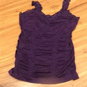 Mopas free size purple camisole with lace around edges.